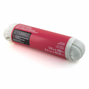 Corde à linge blanche en polyester tressé lisse usage intensif 1/4 po x 200 pi capacité maximale de 80 lb