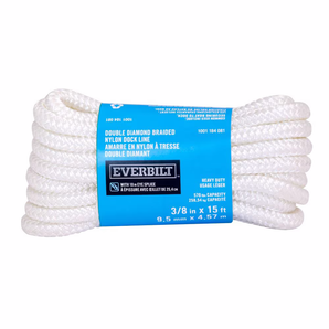 Amarre robuste en nylon tressé double losange 3/8 po x 15 pi avec œillet capacité maximale de 570 lb blanche