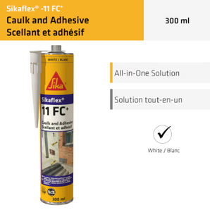Sikaflex-11 FC+ Adhésif et Mastic 2-en-1, résistant et polyvalent, Blanc (300 ml)