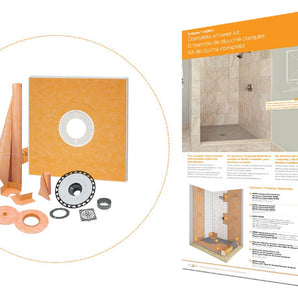 Schluter KERDI-SHOWER-KIT Ensemble de douche avec position de sortie décentrée sans gille avec 2" PVC bride 38" x 60"
