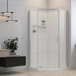 Douche verre clair finition chrome