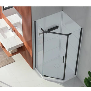 Douche verre clair finition noire 38 po