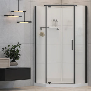 Douche verre clair finition noire 38 po