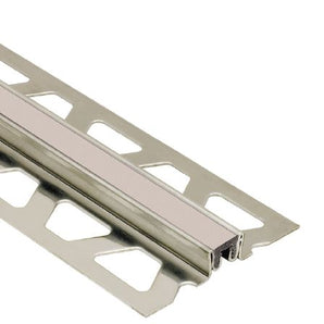 Schluter DILEX-KSN Profilé pour joint de surface Acier inoxydable (V2) avec zone de mouvement en caoutchouc de 7/16" Gris pierre 5/8" x 8' 2-1/2"