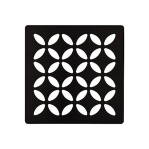 Schluter KERDI-DRAIN Ensemble de grille carrée Floral - acier inoxydable (V2) noir mat 4"