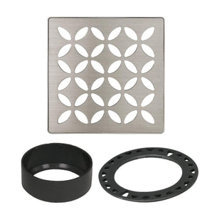 Schluter KERDI-DRAIN Ensemble de grille carrée Floral - acier inoxydable (V2) nickel brossé 4"