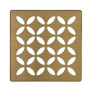 Schluter KERDI-DRAIN Ensemble de grille carrée Floral - acier inoxydable (V2) or antique brossé 4"