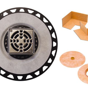Schluter KERDI-DRAIN Kit de drain avec bride en plastique ABS 2" avec grille carrée en acier inoxydable 4"