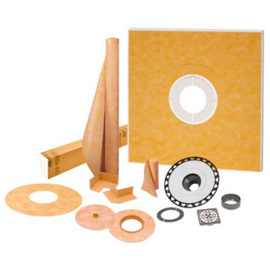 Schluter KERDI-SHOWER-KIT Ensemble de douche avec position de sortie centrée KERDI-SHOWER-KIT avec 2" ABS bride et acier inoxydable gille 48" x 48"
