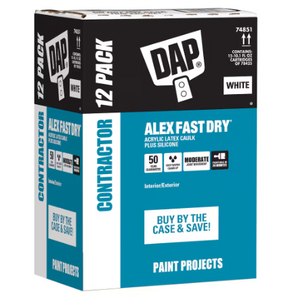 DAP Alex Fast Dry Calfeutrant au Latex Acrylique Avec Silicone, Blanc (12 pcs-300ml Cartouches)