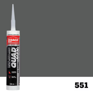 LePage QUAD MAX Gris #551 – Scellant flexible et étanche pour fenêtres, portes et revêtements (295ml)