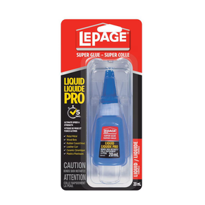 LePage Liquid Pro Super Glue Adhesive, Ultimate Setting Speed ​​and Strength, Dries Clear (20ml)