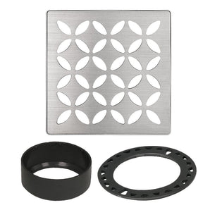 Schluter KERDI-DRAIN Ensemble de grille carrée Floral - acier inoxydable (V2) brossé 4"