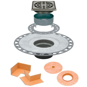 Schluter KERDI-DRAIN Ensemble de drain - Flange plastique PVC 2" avec grille carrée d'acier inoxydable 4"