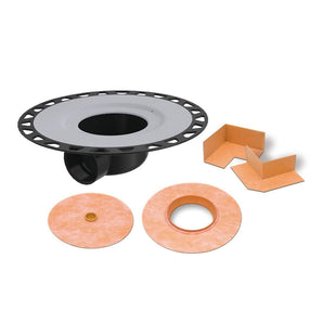 Schluter KERDI-DRAIN-H Ensemble de bride avec sortie horizontale avec coins et manchons - plastique ABS