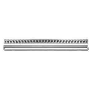 Schluter KERDI-LINE Drain linéaire encastré avec design de grille Floral - acier inoxydable (V4) brossé 29/32" x 31-1/2"