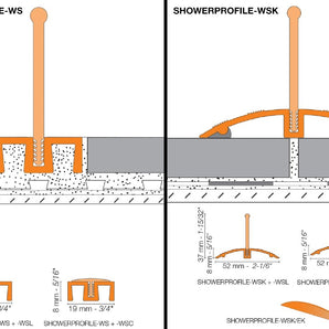 Schluter SHOWERPROFILE-WSK Profilé de support modernisé - aluminium anodisé mat 5/16" (8 mm) x 8' 2-1/2"