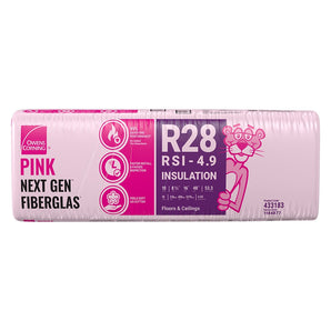 WOOL FIB. R28 16" X 8" (33.7 sq. ft.) - Pink Next-Gen Fiberglas