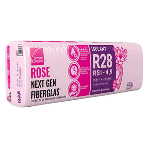 WOOL FIB. R28 16" X 8" (33.7 sq. ft.) - Pink Next-Gen Fiberglas