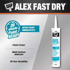 DAP Alex Fast Dry Calfeutrant au Latex Acrylique Avec Silicone, Blanc (300ml)